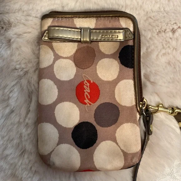 COACH Authentic Polka Dot Poppy Watercolor Tote Bag & Matching Small Wristlet - Picture 12 of 16